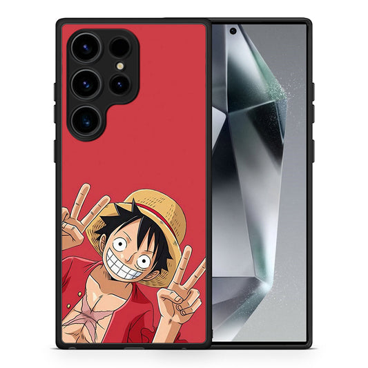 Θήκη Samsung Galaxy S24 Ultra Pirate Luffy από τη Smartfits με σχέδιο στο πίσω μέρος και μαύρο περίβλημα | Samsung Galaxy S24 Ultra Pirate Luffy Case with Colorful Back and Black Bezels