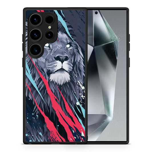 Θήκη Samsung Galaxy S24 Ultra PopArt Lion Designer από τη Smartfits με σχέδιο στο πίσω μέρος και μαύρο περίβλημα | Samsung Galaxy S24 Ultra PopArt Lion Designer Case with Colorful Back and Black Bezels