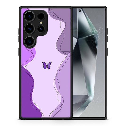 Θήκη Samsung Galaxy S24 Ultra Purple Mariposa από τη Smartfits με σχέδιο στο πίσω μέρος και μαύρο περίβλημα | Samsung Galaxy S24 Ultra Purple Mariposa Case with Colorful Back and Black Bezels