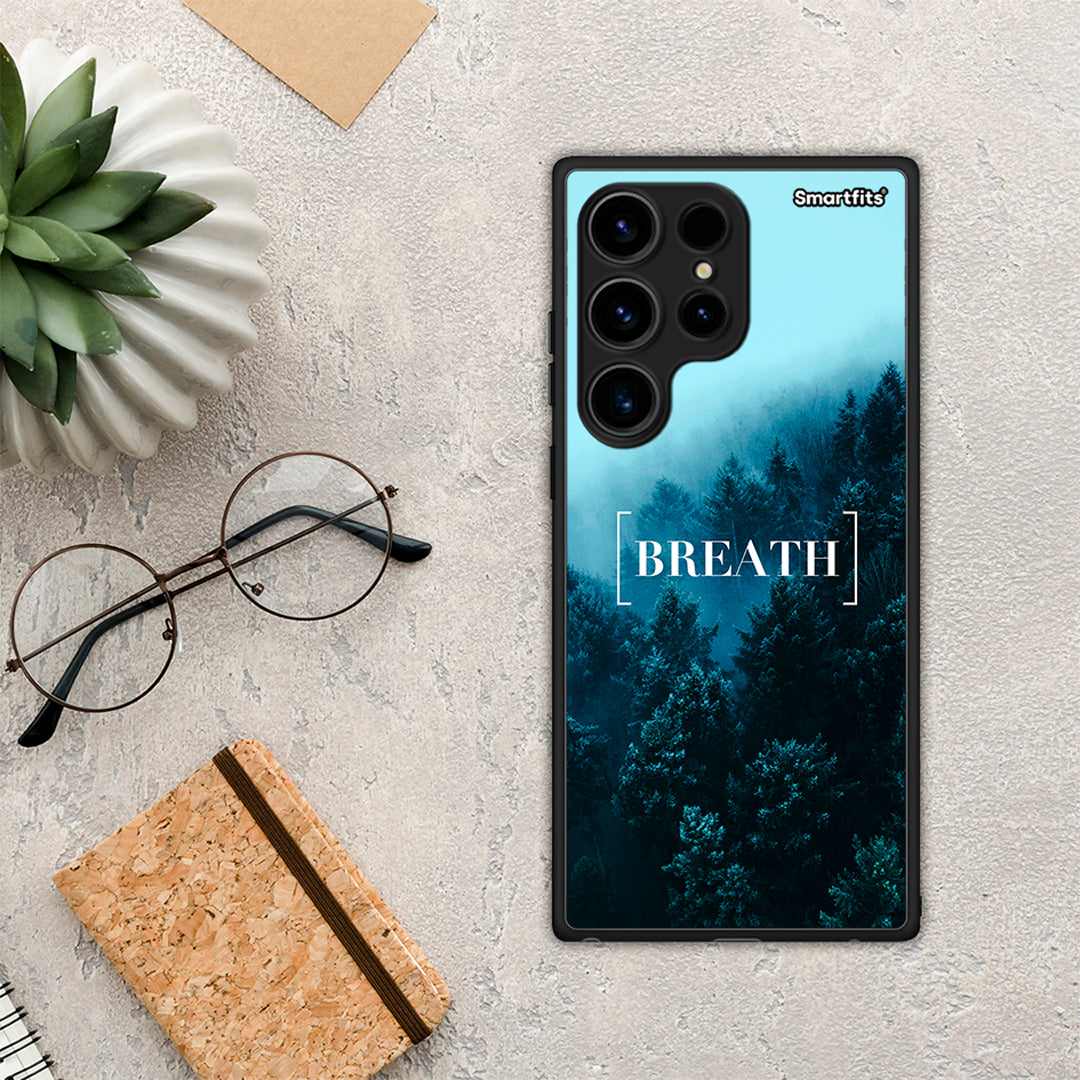 Θήκη Samsung Galaxy S24 Ultra Quote Breath από τη Smartfits με σχέδιο στο πίσω μέρος και μαύρο περίβλημα | Samsung Galaxy S24 Ultra Quote Breath Case with Colorful Back and Black Bezels