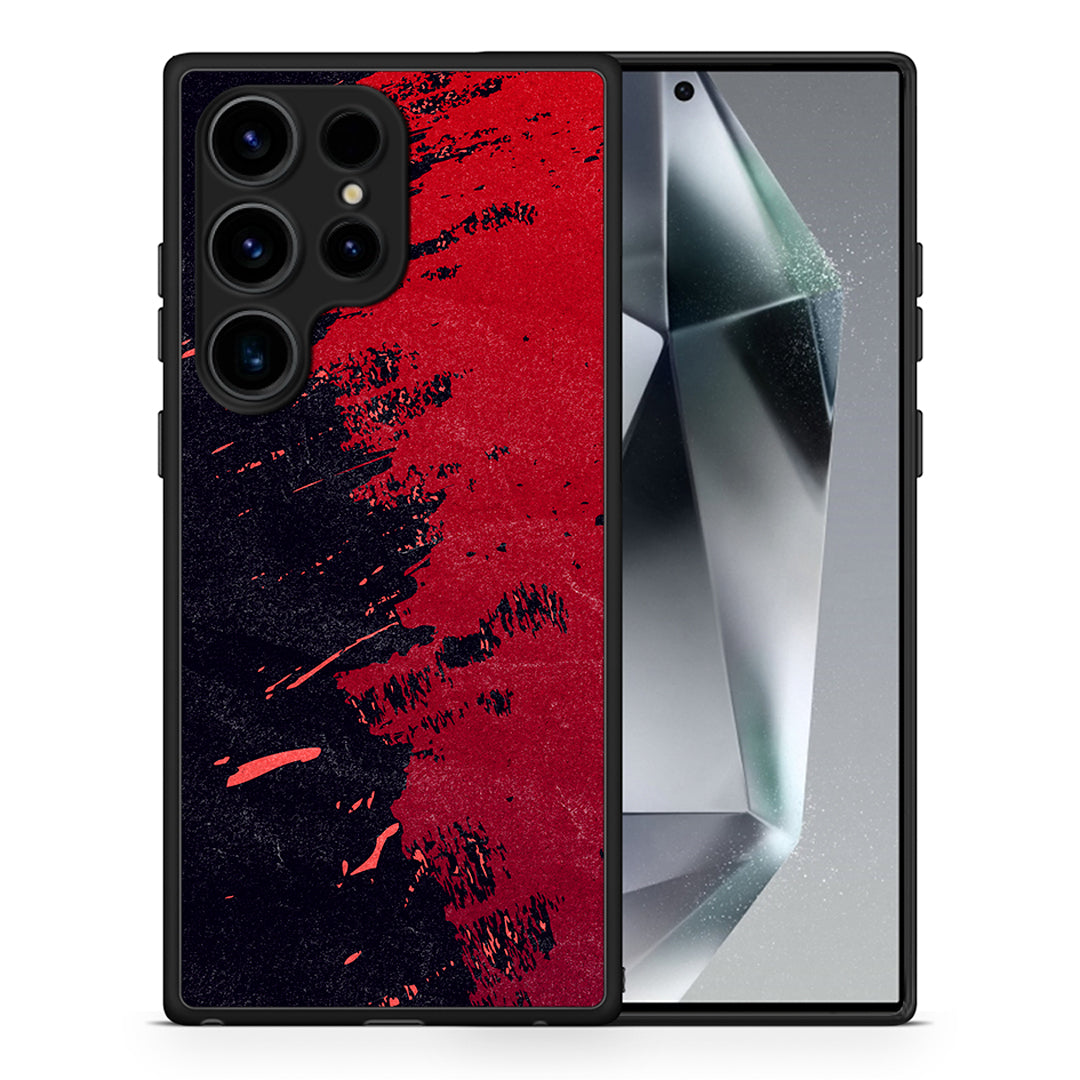 Θήκη Samsung Galaxy S24 Ultra Red Paint από τη Smartfits με σχέδιο στο πίσω μέρος και μαύρο περίβλημα | Samsung Galaxy S24 Ultra Red Paint Case with Colorful Back and Black Bezels