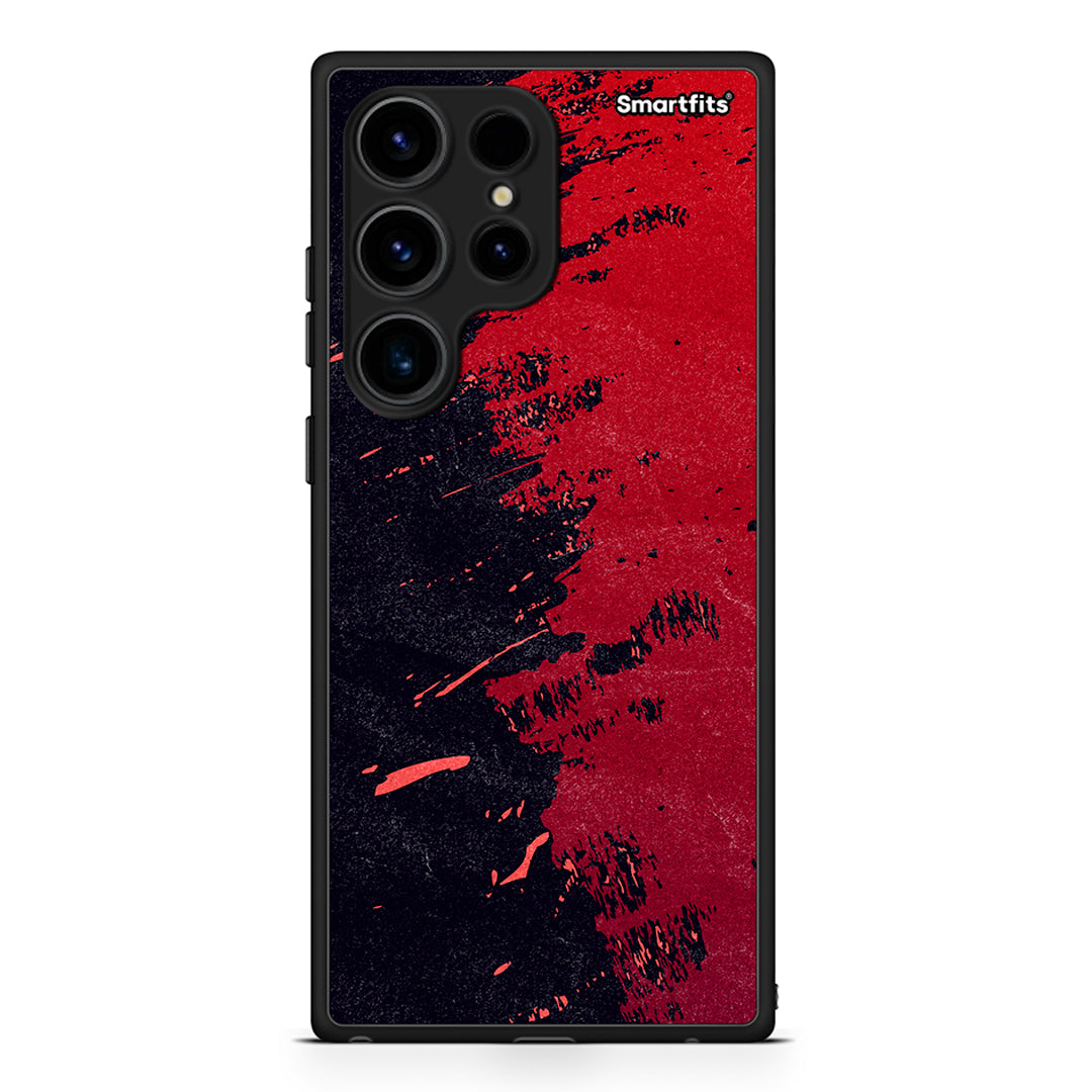 Θήκη Samsung Galaxy S24 Ultra Red Paint από τη Smartfits με σχέδιο στο πίσω μέρος και μαύρο περίβλημα | Samsung Galaxy S24 Ultra Red Paint Case with Colorful Back and Black Bezels
