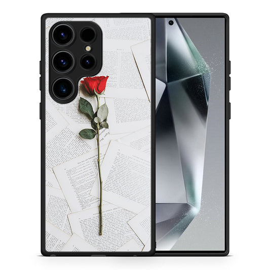 Θήκη Samsung Galaxy S24 Ultra Red Rose από τη Smartfits με σχέδιο στο πίσω μέρος και μαύρο περίβλημα | Samsung Galaxy S24 Ultra Red Rose Case with Colorful Back and Black Bezels