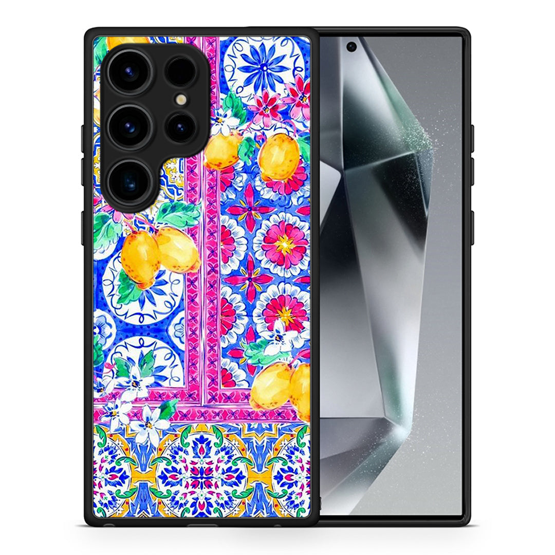Θήκη Samsung Galaxy S24 Ultra Retro Spring από τη Smartfits με σχέδιο στο πίσω μέρος και μαύρο περίβλημα | Samsung Galaxy S24 Ultra Retro Spring Case with Colorful Back and Black Bezels