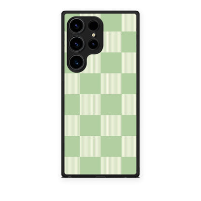 Θήκη Samsung Galaxy S24 Ultra Sage and Cream Striped Checks από τη Smartfits με σχέδιο στο πίσω μέρος και μαύρο περίβλημα | Samsung Galaxy S24 Ultra Sage and Cream Striped Checks case with colorful back and black bezels