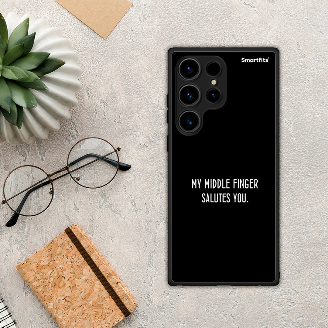 Θήκη Samsung Galaxy S24 Ultra Salute από τη Smartfits με σχέδιο στο πίσω μέρος και μαύρο περίβλημα | Samsung Galaxy S24 Ultra Salute Case with Colorful Back and Black Bezels