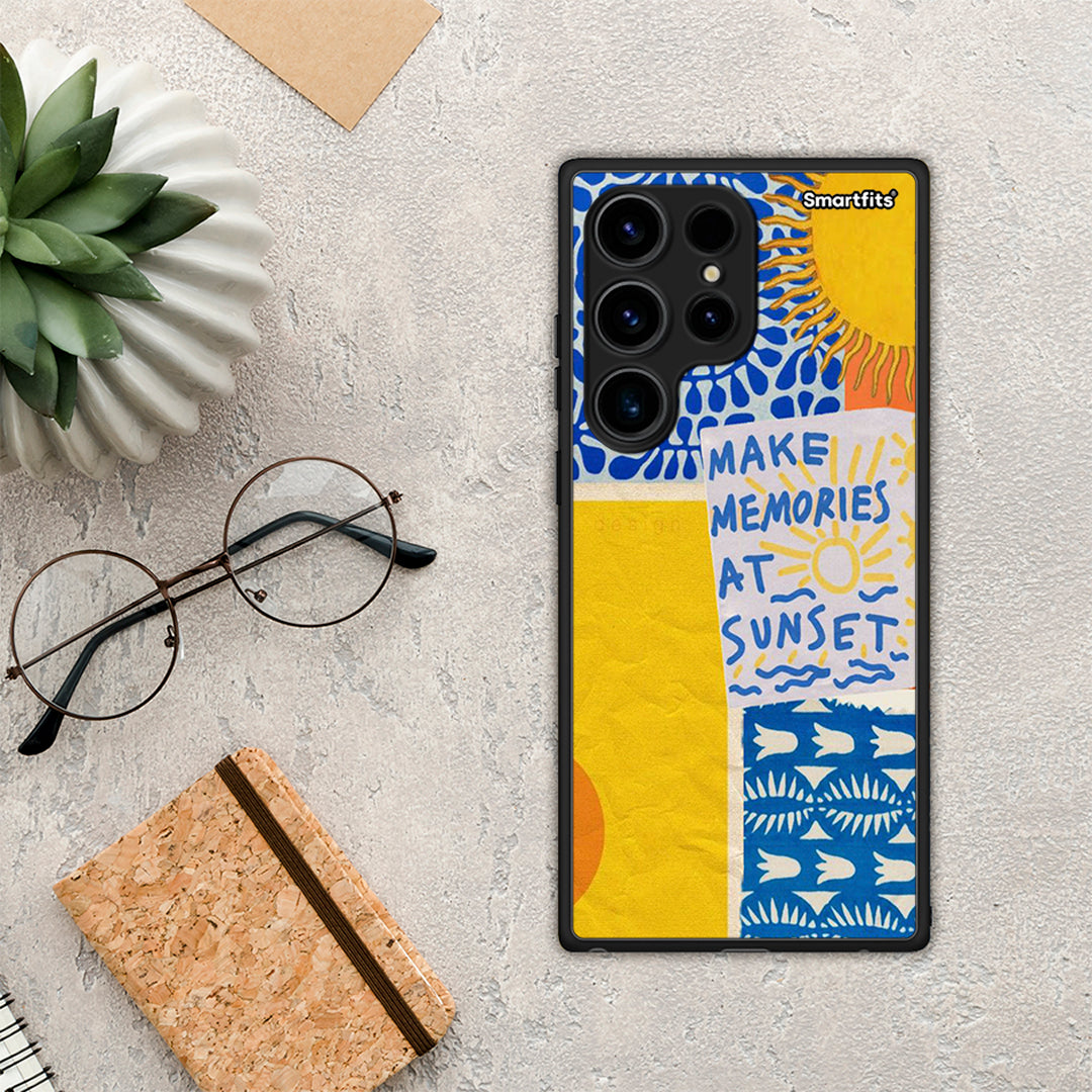 Θήκη Samsung Galaxy S24 Ultra Sunset Memories από τη Smartfits με σχέδιο στο πίσω μέρος και μαύρο περίβλημα | Samsung Galaxy S24 Ultra Sunset Memories Case with Colorful Back and Black Bezels