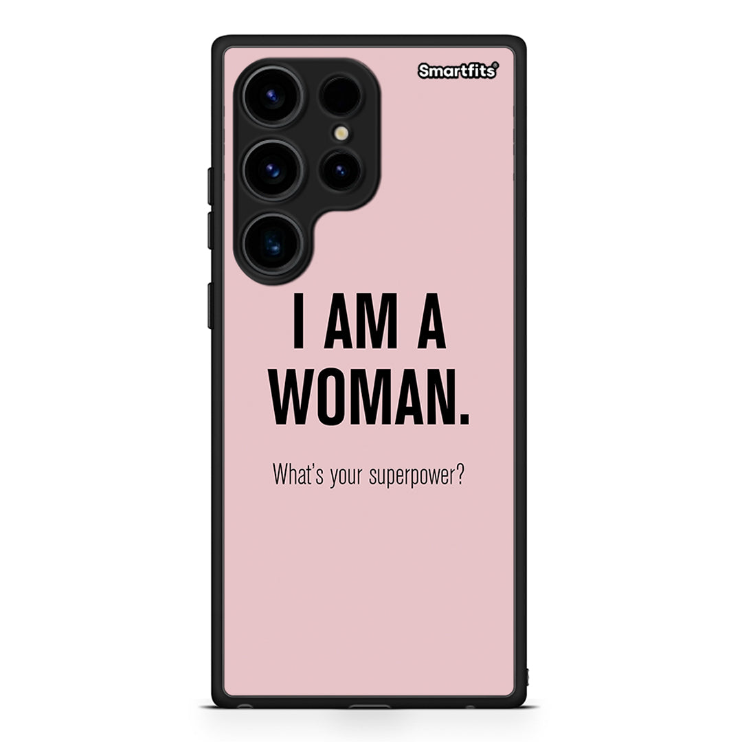 Θήκη Samsung Galaxy S24 Ultra Superpower Woman από τη Smartfits με σχέδιο στο πίσω μέρος και μαύρο περίβλημα | Samsung Galaxy S24 Ultra Superpower Woman Case with Colorful Back and Black Bezels