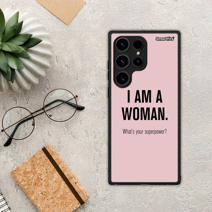 Θήκη Samsung Galaxy S24 Ultra Superpower Woman από τη Smartfits με σχέδιο στο πίσω μέρος και μαύρο περίβλημα | Samsung Galaxy S24 Ultra Superpower Woman Case with Colorful Back and Black Bezels