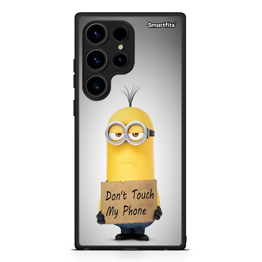 Θήκη Samsung Galaxy S24 Ultra Text Minion από τη Smartfits με σχέδιο στο πίσω μέρος και μαύρο περίβλημα | Samsung Galaxy S24 Ultra Text Minion Case with Colorful Back and Black Bezels
