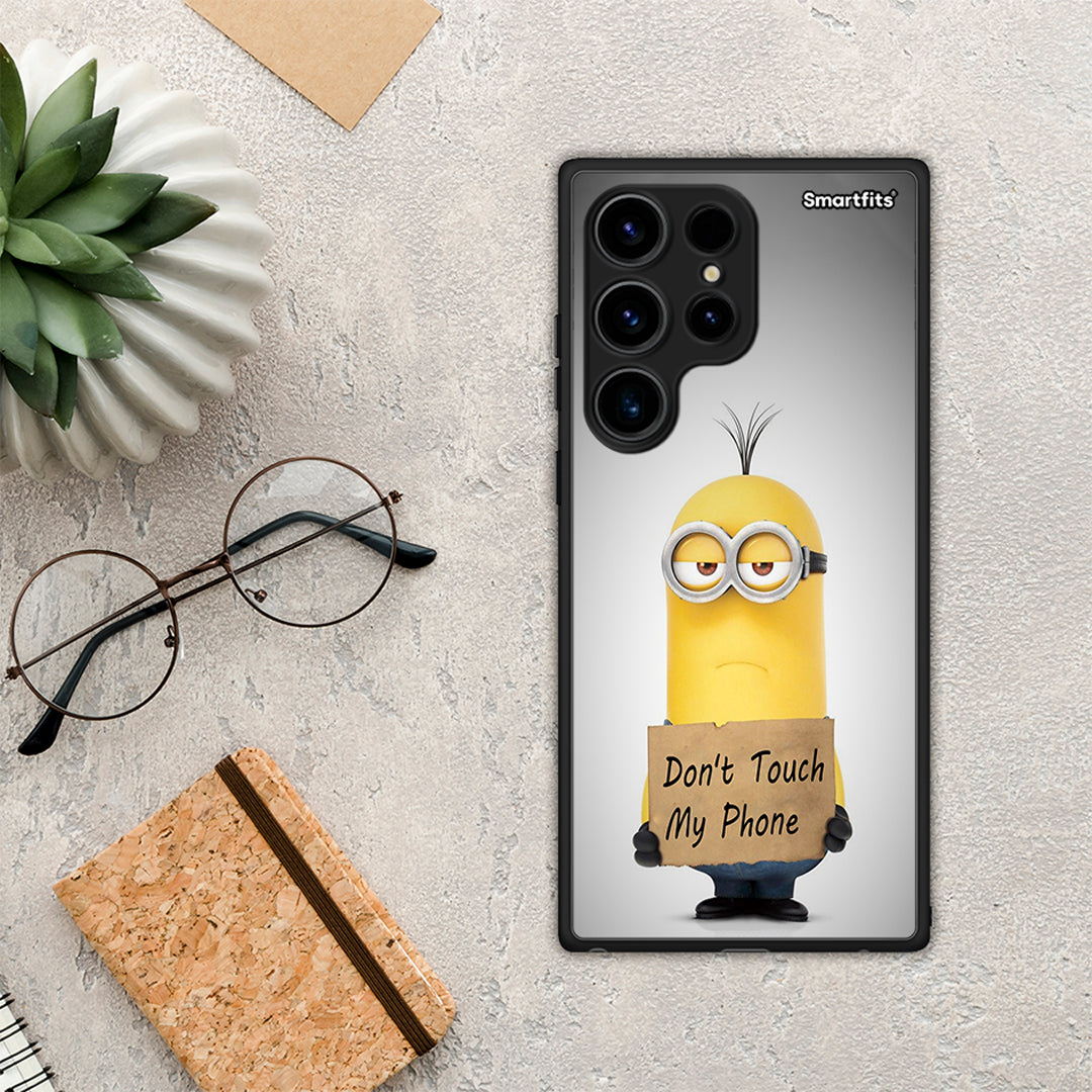 Θήκη Samsung Galaxy S24 Ultra Text Minion από τη Smartfits με σχέδιο στο πίσω μέρος και μαύρο περίβλημα | Samsung Galaxy S24 Ultra Text Minion Case with Colorful Back and Black Bezels