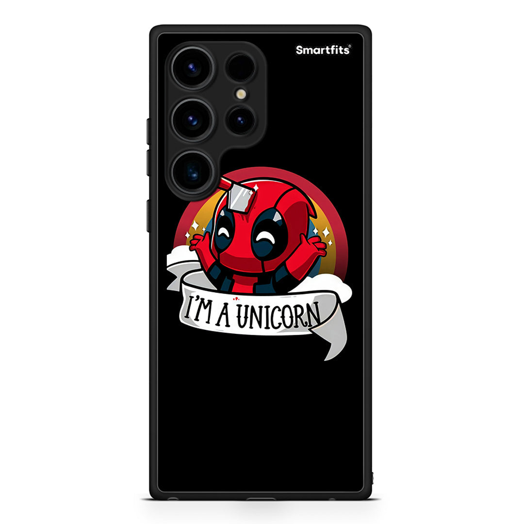 Θήκη Samsung Galaxy S24 Ultra Unicorn Deadpool από τη Smartfits με σχέδιο στο πίσω μέρος και μαύρο περίβλημα | Samsung Galaxy S24 Ultra Unicorn Deadpool Case with Colorful Back and Black Bezels