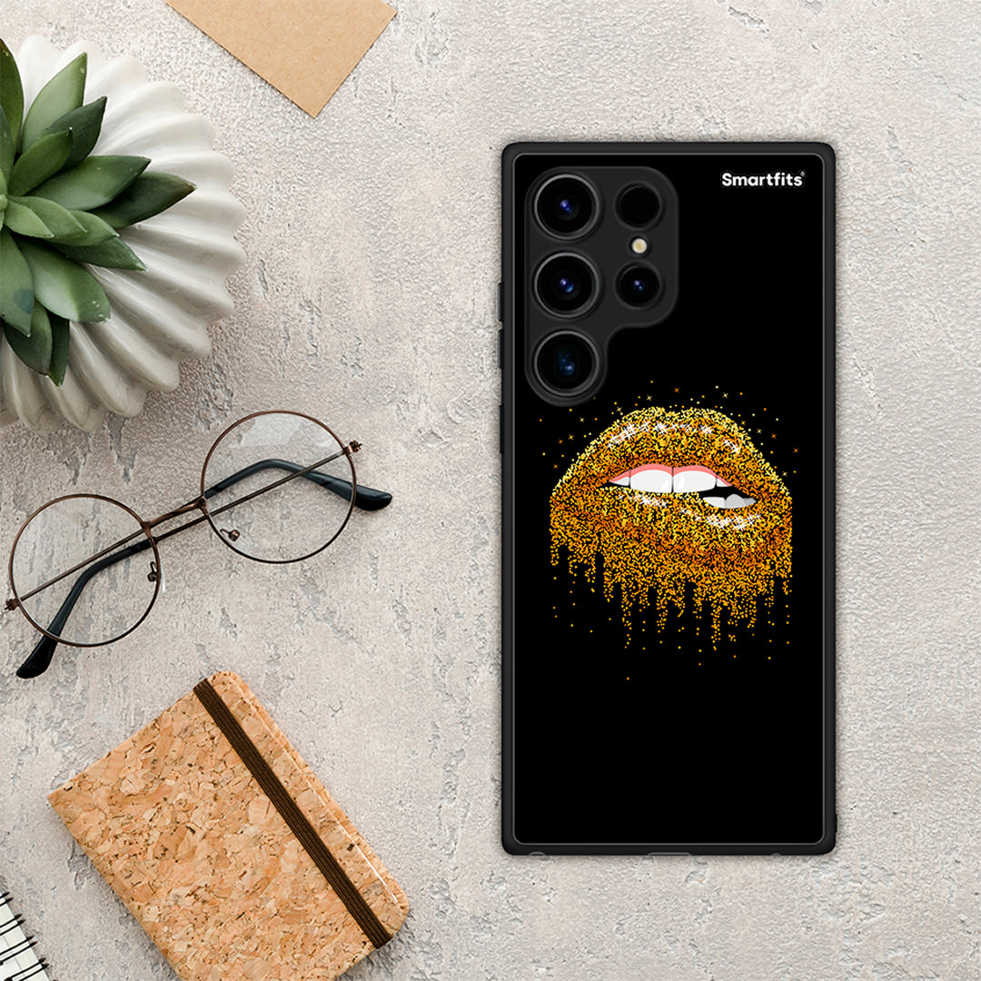 Θήκη Samsung Galaxy S24 Ultra Valentine Golden από τη Smartfits με σχέδιο στο πίσω μέρος και μαύρο περίβλημα | Samsung Galaxy S24 Ultra Valentine Golden Case with Colorful Back and Black Bezels