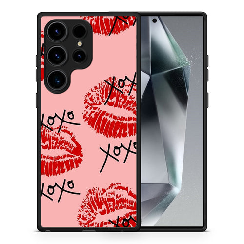 Θήκη Samsung Galaxy S24 Ultra XOXO Lips από τη Smartfits με σχέδιο στο πίσω μέρος και μαύρο περίβλημα | Samsung Galaxy S24 Ultra XOXO Lips Case with Colorful Back and Black Bezels