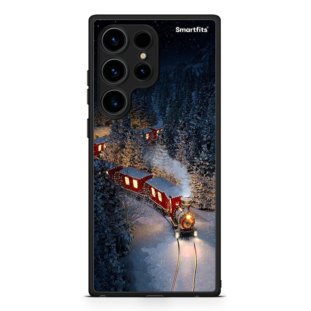 Θήκη Samsung Galaxy S24 Ultra Xmas Train από τη Smartfits με σχέδιο στο πίσω μέρος και μαύρο περίβλημα | Samsung Galaxy S24 Ultra Xmas Train Case with Colorful Back and Black Bezels