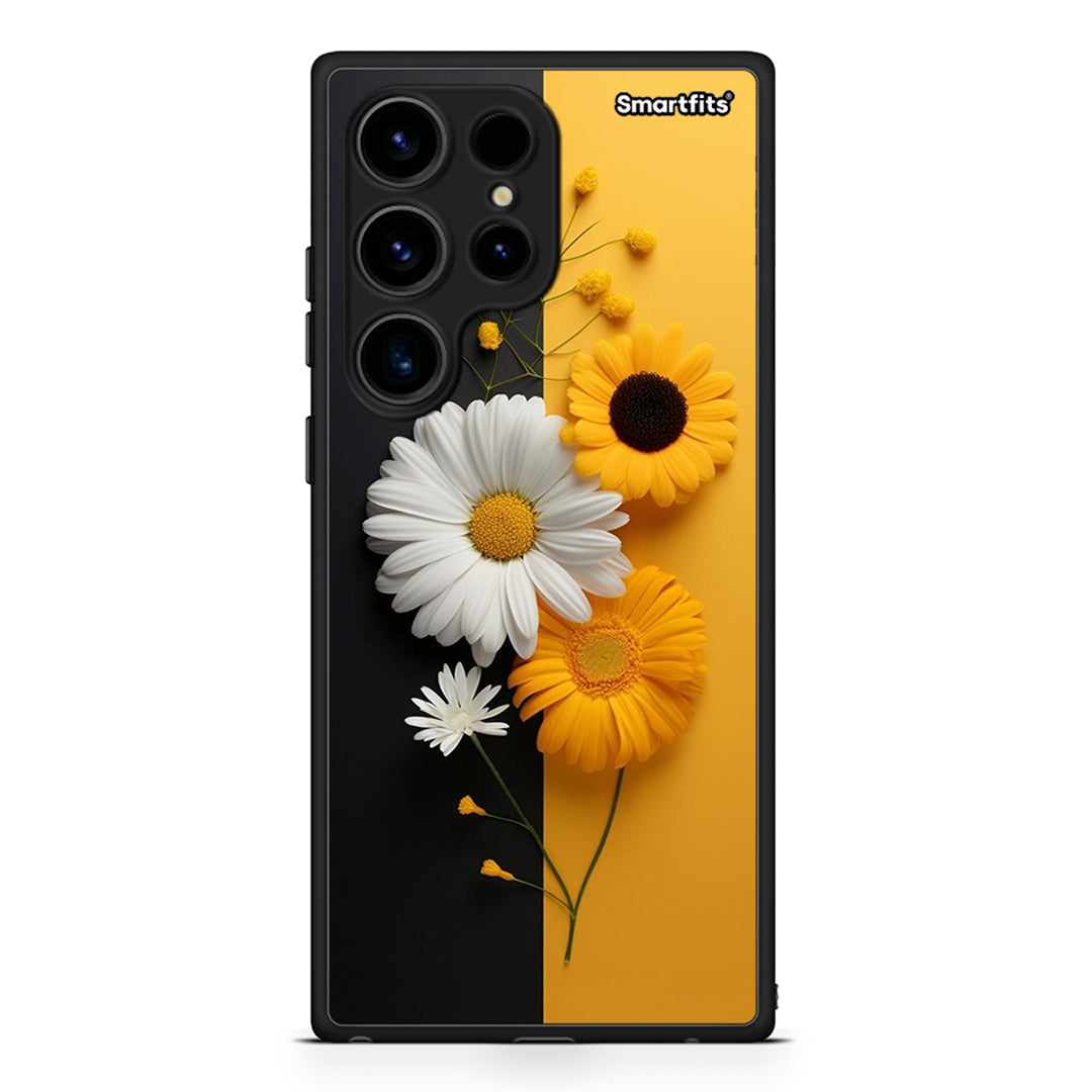Θήκη Samsung Galaxy S24 Ultra Yellow Daisies από τη Smartfits με σχέδιο στο πίσω μέρος και μαύρο περίβλημα | Samsung Galaxy S24 Ultra Yellow Daisies Case with Colorful Back and Black Bezels