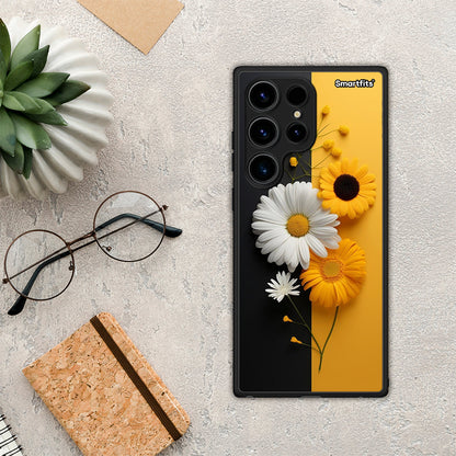 Θήκη Samsung Galaxy S24 Ultra Yellow Daisies από τη Smartfits με σχέδιο στο πίσω μέρος και μαύρο περίβλημα | Samsung Galaxy S24 Ultra Yellow Daisies Case with Colorful Back and Black Bezels