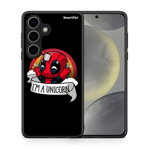 Θήκη Samsung Galaxy S24 Unicorn Deadpool από τη Smartfits με σχέδιο στο πίσω μέρος και μαύρο περίβλημα | Samsung Galaxy S24 Unicorn Deadpool case with colorful back and black bezels
