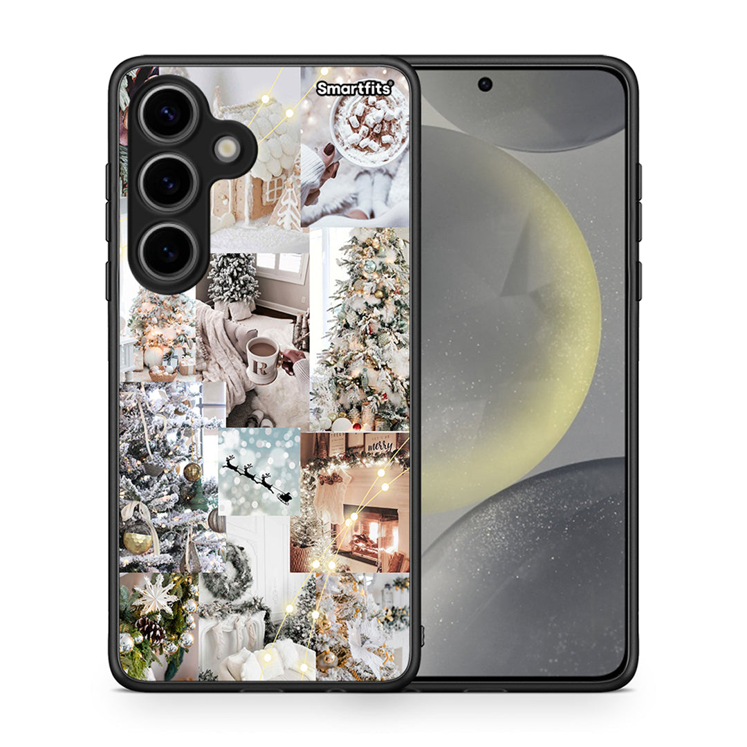 Θήκη Samsung Galaxy S24 White Christmas από τη Smartfits με σχέδιο στο πίσω μέρος και μαύρο περίβλημα | Samsung Galaxy S24 White Christmas case with colorful back and black bezels