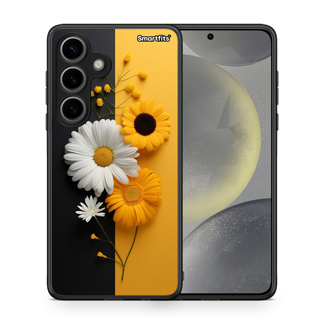 Θήκη Samsung Galaxy S24 Yellow Daisies από τη Smartfits με σχέδιο στο πίσω μέρος και μαύρο περίβλημα | Samsung Galaxy S24 Yellow Daisies case with colorful back and black bezels