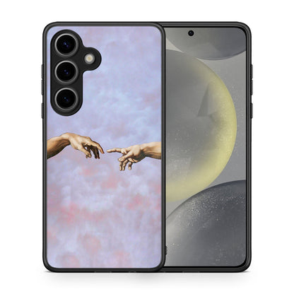 Θήκη Samsung Galaxy S25 Adam Hand από τη Smartfits με σχέδιο στο πίσω μέρος και μαύρο περίβλημα | Samsung Galaxy S25 Adam Hand case with colorful back and black bezels