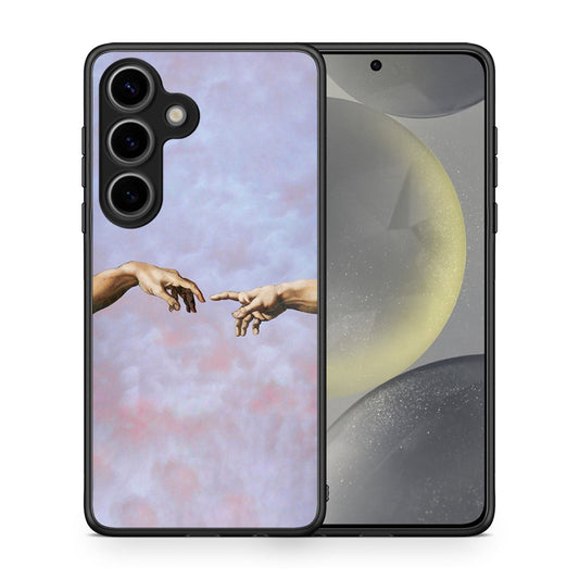 Θήκη Samsung Galaxy S25 Adam Hand από τη Smartfits με σχέδιο στο πίσω μέρος και μαύρο περίβλημα | Samsung Galaxy S25 Adam Hand case with colorful back and black bezels