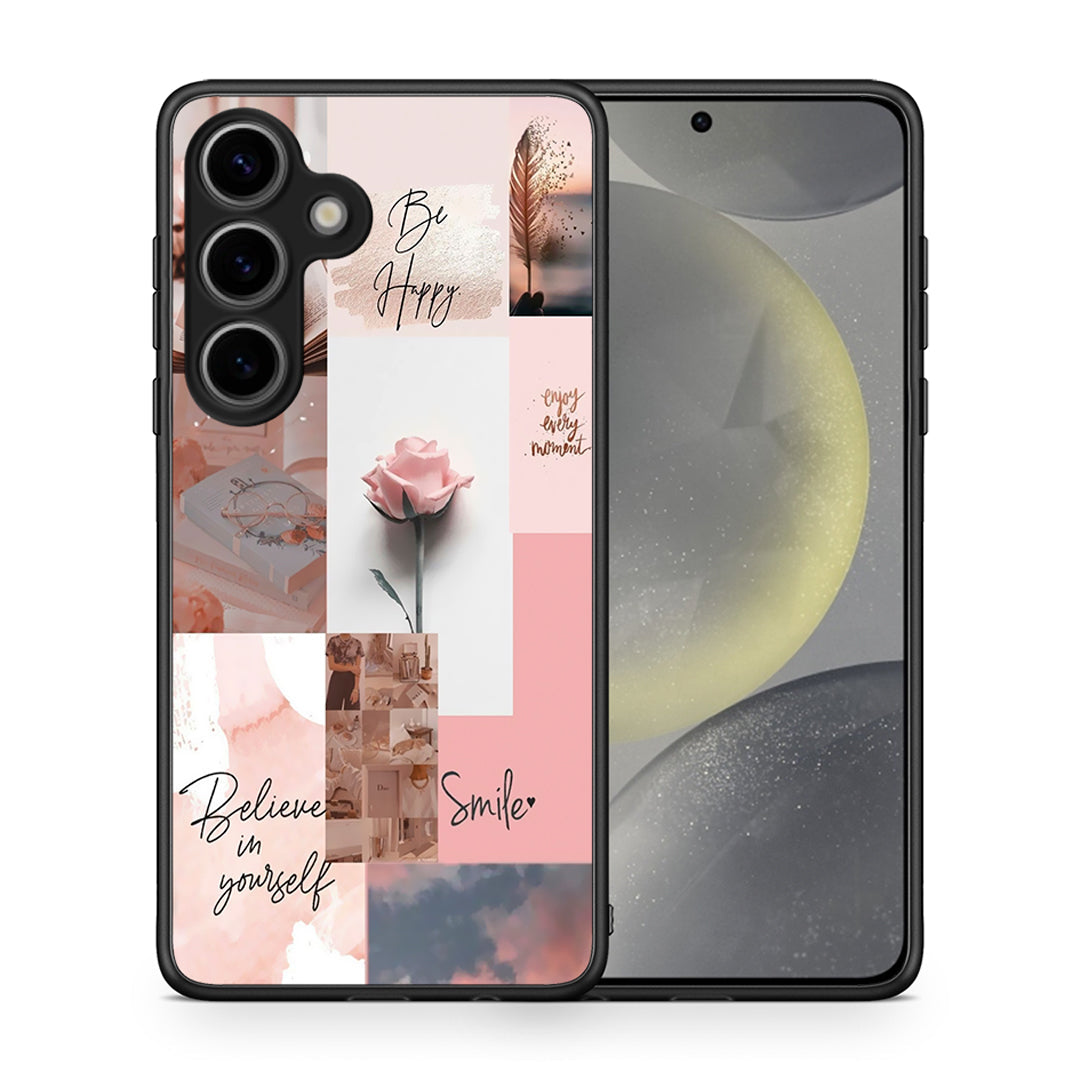 Θήκη Samsung Galaxy S25 Aesthetic Collage από τη Smartfits με σχέδιο στο πίσω μέρος και μαύρο περίβλημα | Samsung Galaxy S25 Aesthetic Collage case with colorful back and black bezels