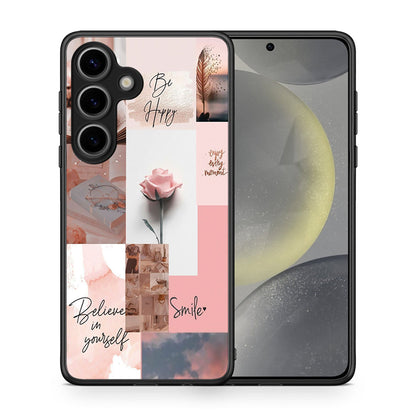 Θήκη Samsung Galaxy S25 Aesthetic Collage από τη Smartfits με σχέδιο στο πίσω μέρος και μαύρο περίβλημα | Samsung Galaxy S25 Aesthetic Collage case with colorful back and black bezels