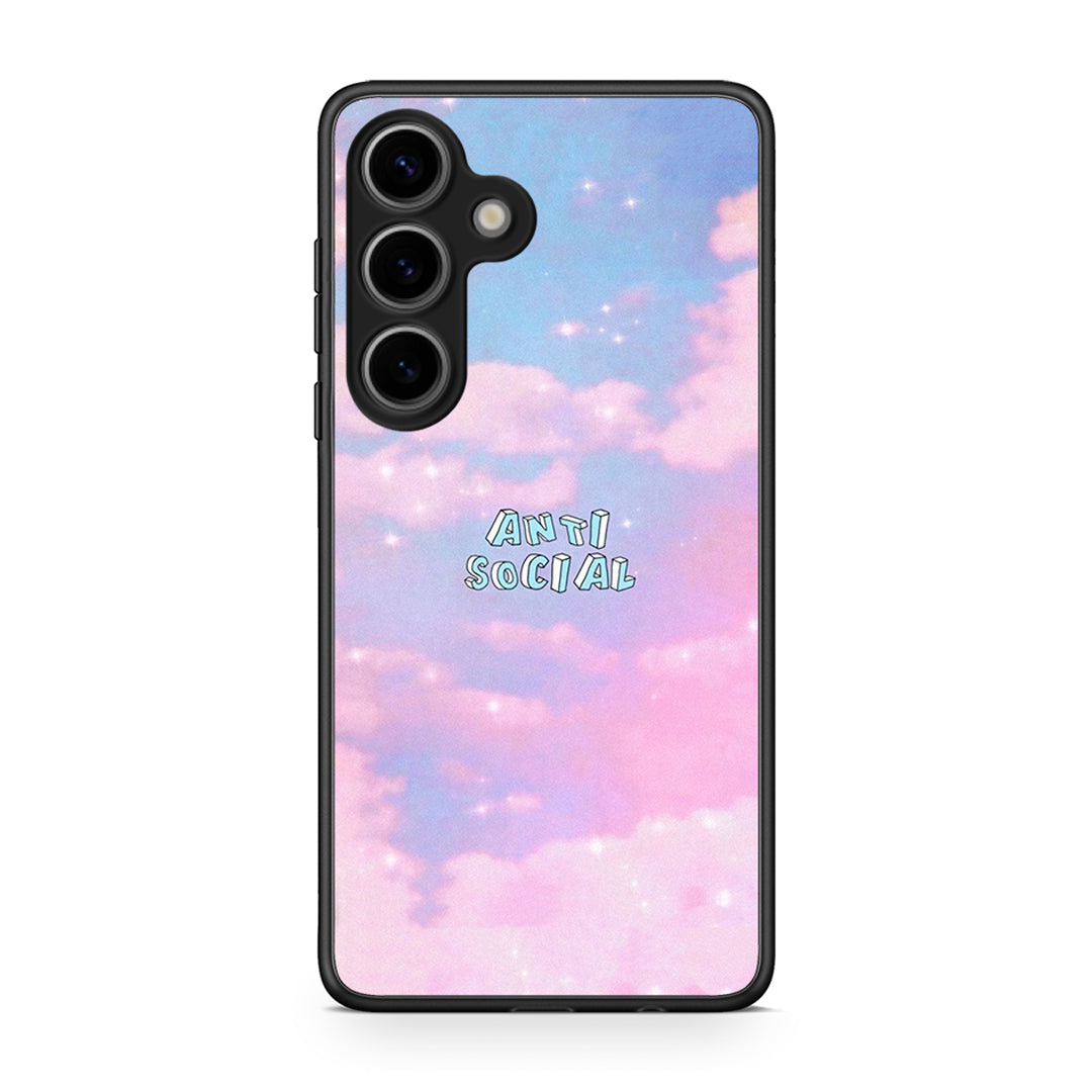 Samsung Galaxy S25 Anti Social Θήκη Αγίου Βαλεντίνου από τη Smartfits με σχέδιο στο πίσω μέρος και μαύρο περίβλημα | Smartphone case with colorful back and black bezels by Smartfits