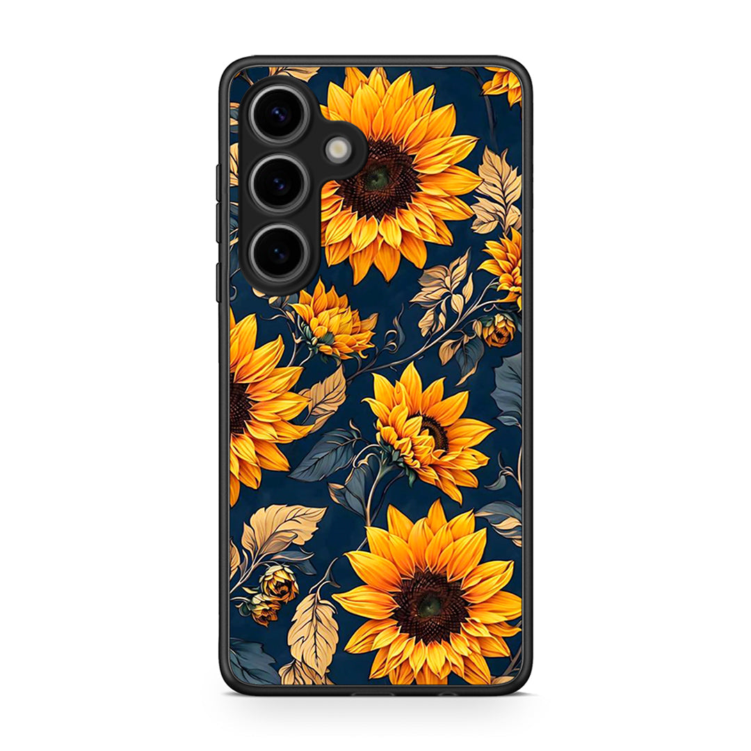Samsung Galaxy S25 Autumn Sunflowers Θήκη από τη Smartfits με σχέδιο στο πίσω μέρος και μαύρο περίβλημα | Smartphone case with colorful back and black bezels by Smartfits