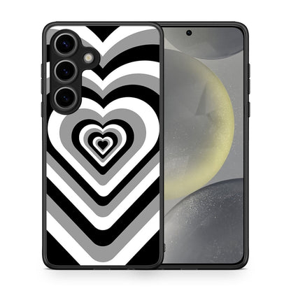 Θήκη Samsung Galaxy S25 Black Hearts από τη Smartfits με σχέδιο στο πίσω μέρος και μαύρο περίβλημα | Samsung Galaxy S25 Black Hearts case with colorful back and black bezels