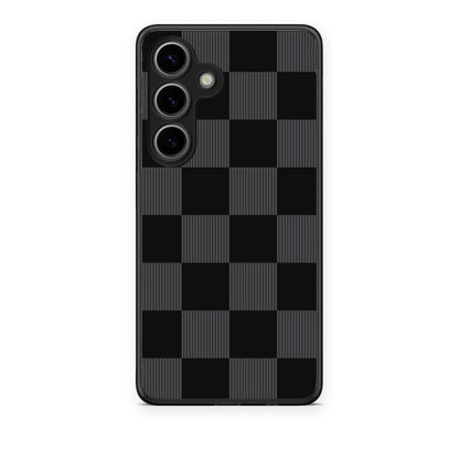 Θήκη Samsung Galaxy S25 Black and Charcoal Striped Checks από τη Smartfits με σχέδιο στο πίσω μέρος και μαύρο περίβλημα | Samsung Galaxy S25 Black and Charcoal Striped Checks case with colorful back and black bezels