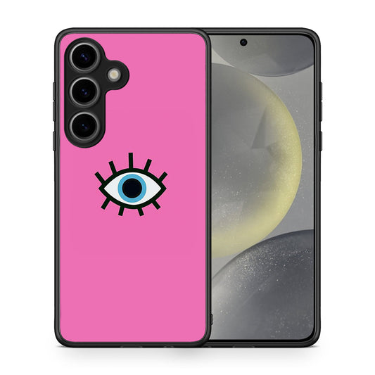 Θήκη Samsung Galaxy S25 Blue Eye Pink από τη Smartfits με σχέδιο στο πίσω μέρος και μαύρο περίβλημα | Samsung Galaxy S25 Blue Eye Pink case with colorful back and black bezels