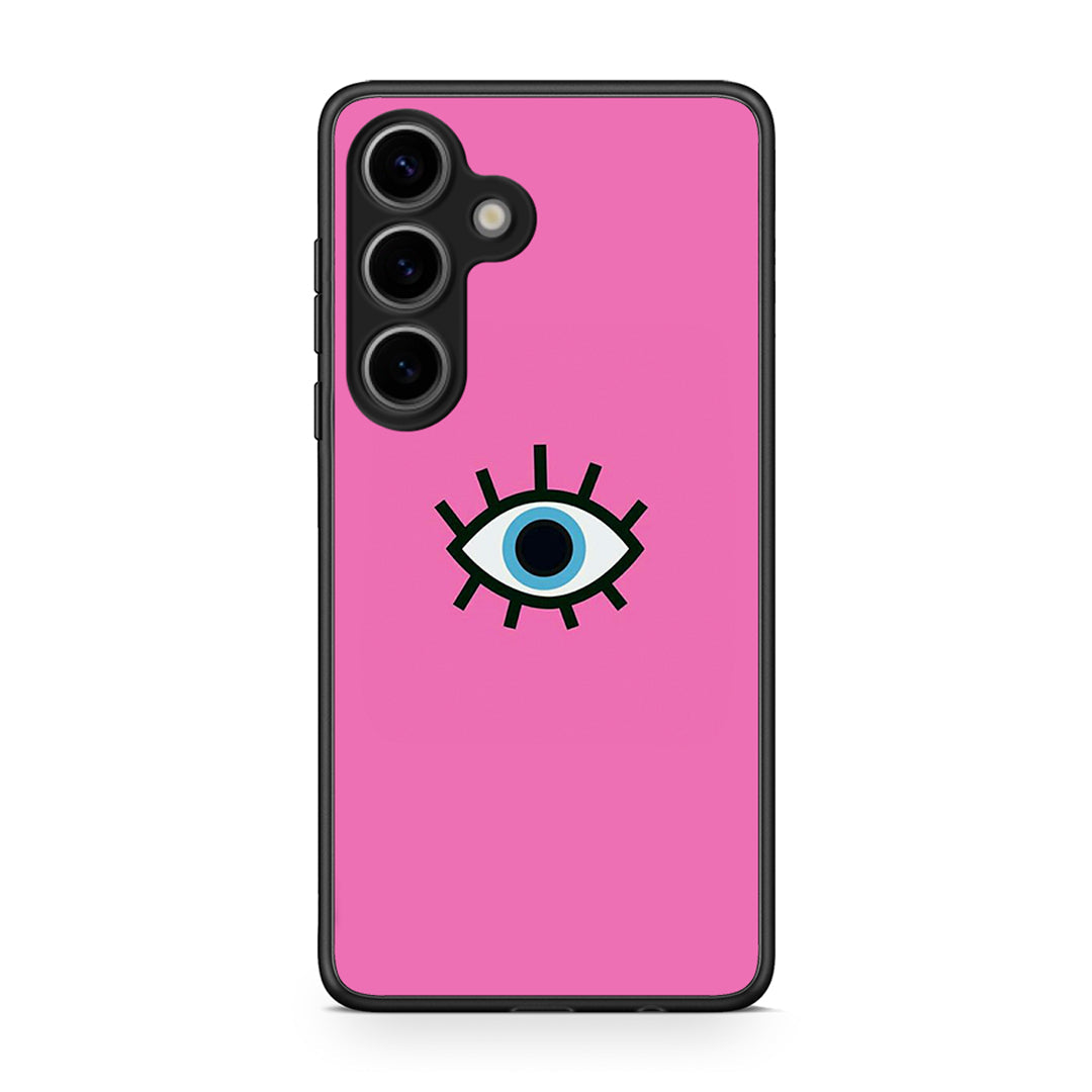 Samsung Galaxy S25 Blue Eye Pink θήκη από τη Smartfits με σχέδιο στο πίσω μέρος και μαύρο περίβλημα | Smartphone case with colorful back and black bezels by Smartfits