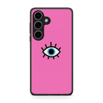 Samsung Galaxy S25 Blue Eye Pink θήκη από τη Smartfits με σχέδιο στο πίσω μέρος και μαύρο περίβλημα | Smartphone case with colorful back and black bezels by Smartfits