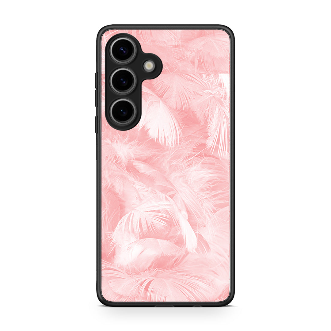 33 - Samsung Galaxy S25 Pink Feather Boho case, cover, bumper