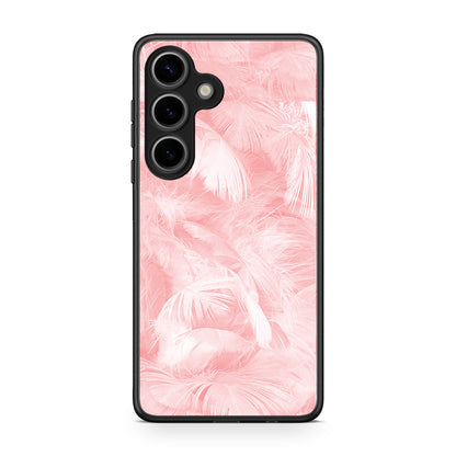 33 - Samsung Galaxy S25 Pink Feather Boho case, cover, bumper
