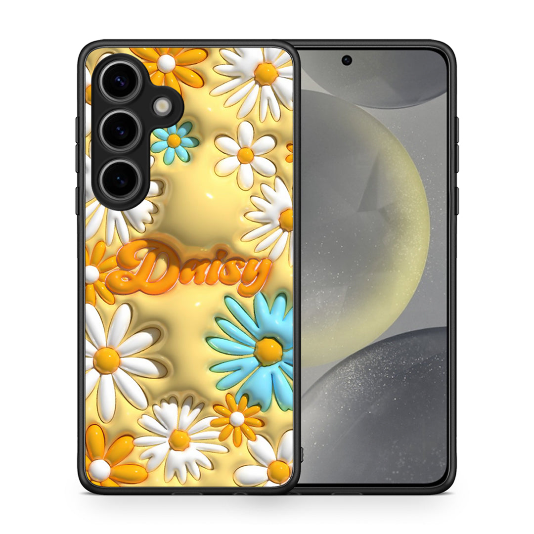 Θήκη Samsung Galaxy S25 Bubble Daisies από τη Smartfits με σχέδιο στο πίσω μέρος και μαύρο περίβλημα | Samsung Galaxy S25 Bubble Daisies case with colorful back and black bezels