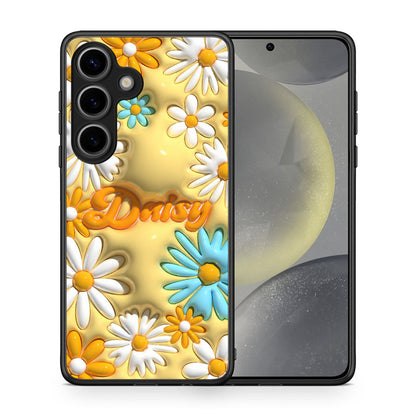 Θήκη Samsung Galaxy S25 Bubble Daisies από τη Smartfits με σχέδιο στο πίσω μέρος και μαύρο περίβλημα | Samsung Galaxy S25 Bubble Daisies case with colorful back and black bezels