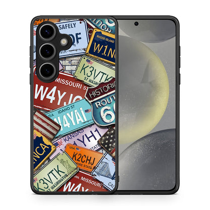 Θήκη Samsung Galaxy S25 Car Plates από τη Smartfits με σχέδιο στο πίσω μέρος και μαύρο περίβλημα | Samsung Galaxy S25 Car Plates case with colorful back and black bezels