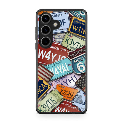 Samsung Galaxy S25 Car Plates θήκη από τη Smartfits με σχέδιο στο πίσω μέρος και μαύρο περίβλημα | Smartphone case with colorful back and black bezels by Smartfits