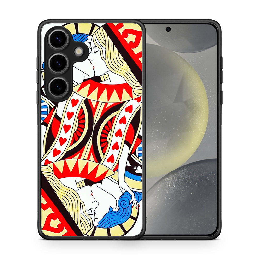 Θήκη Samsung Galaxy S25 Card Love από τη Smartfits με σχέδιο στο πίσω μέρος και μαύρο περίβλημα | Samsung Galaxy S25 Card Love case with colorful back and black bezels