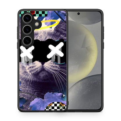 Θήκη Samsung Galaxy S25 Cat Collage από τη Smartfits με σχέδιο στο πίσω μέρος και μαύρο περίβλημα | Samsung Galaxy S25 Cat Collage case with colorful back and black bezels