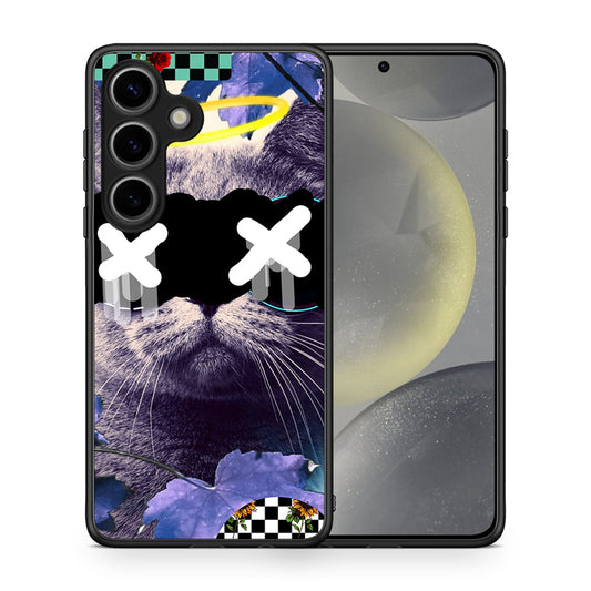 Θήκη Samsung Galaxy S25 Cat Collage από τη Smartfits με σχέδιο στο πίσω μέρος και μαύρο περίβλημα | Samsung Galaxy S25 Cat Collage case with colorful back and black bezels