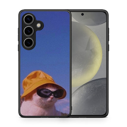 Θήκη Samsung Galaxy S25 Cat Diva από τη Smartfits με σχέδιο στο πίσω μέρος και μαύρο περίβλημα | Samsung Galaxy S25 Cat Diva case with colorful back and black bezels