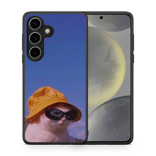 Θήκη Samsung Galaxy S25 Cat Diva από τη Smartfits με σχέδιο στο πίσω μέρος και μαύρο περίβλημα | Samsung Galaxy S25 Cat Diva case with colorful back and black bezels