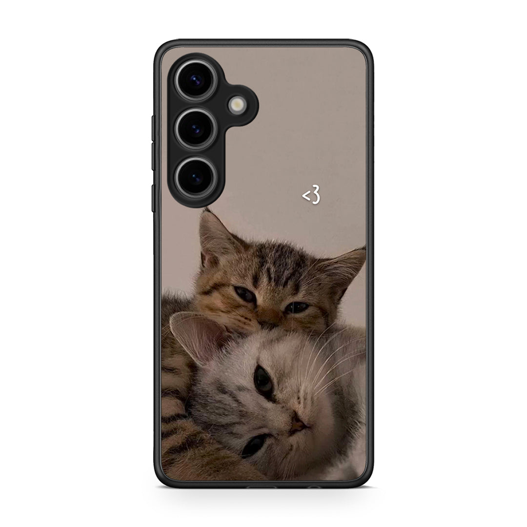 Samsung Galaxy S25 Cats In Love Θήκη από τη Smartfits με σχέδιο στο πίσω μέρος και μαύρο περίβλημα | Smartphone case with colorful back and black bezels by Smartfits