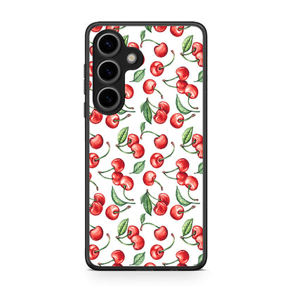 Samsung Galaxy S25 Cherry Summer θήκη από τη Smartfits με σχέδιο στο πίσω μέρος και μαύρο περίβλημα | Smartphone case with colorful back and black bezels by Smartfits