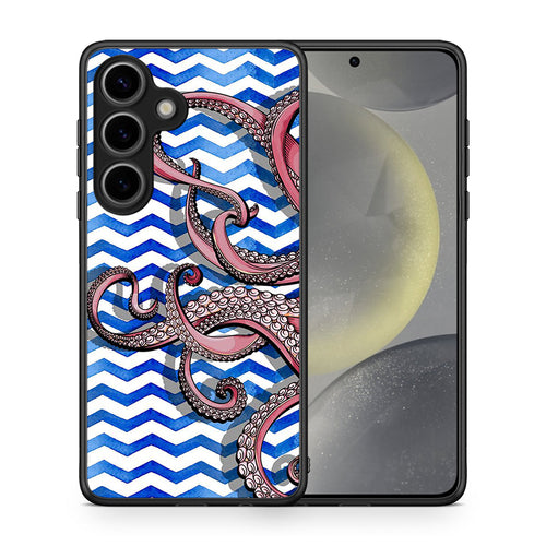 Θήκη Samsung Galaxy S25 Chevron Devilfish από τη Smartfits με σχέδιο στο πίσω μέρος και μαύρο περίβλημα | Samsung Galaxy S25 Chevron Devilfish case with colorful back and black bezels