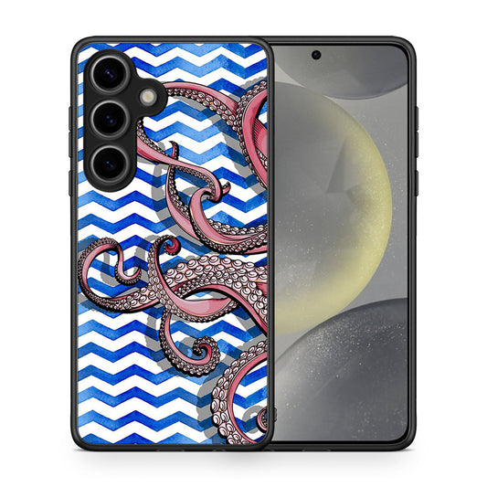 Θήκη Samsung Galaxy S25 Chevron Devilfish από τη Smartfits με σχέδιο στο πίσω μέρος και μαύρο περίβλημα | Samsung Galaxy S25 Chevron Devilfish case with colorful back and black bezels